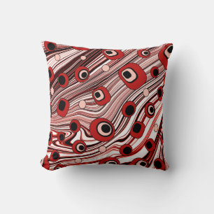 Niedliches rotes Retro-Design, Wavy Pattern Kissen