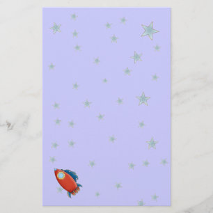 Niedliches rotes Rocket u. Stern-Briefpapier Briefpapier