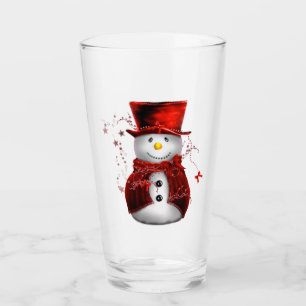 Niedliches rotes Snowman-Weihnachten Glas