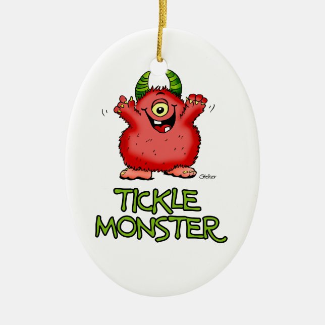 Niedliches rotes Tickle Monster durch send2smiles Keramik Ornament (Vorne)