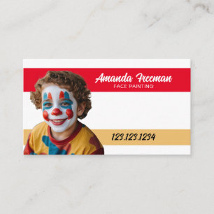 Niedliches rotes und gelbes Clown Paint Face Paint Visitenkarte