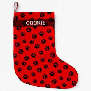 Niedliches, rotes und schwarzes Muster (Name Dog) Kleiner Weihnachtsstrumpf