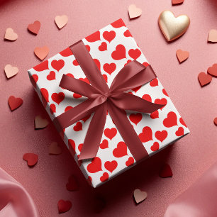 Niedliches Rotes und Weißes Herz - Wrapping Geschenkpapier Set