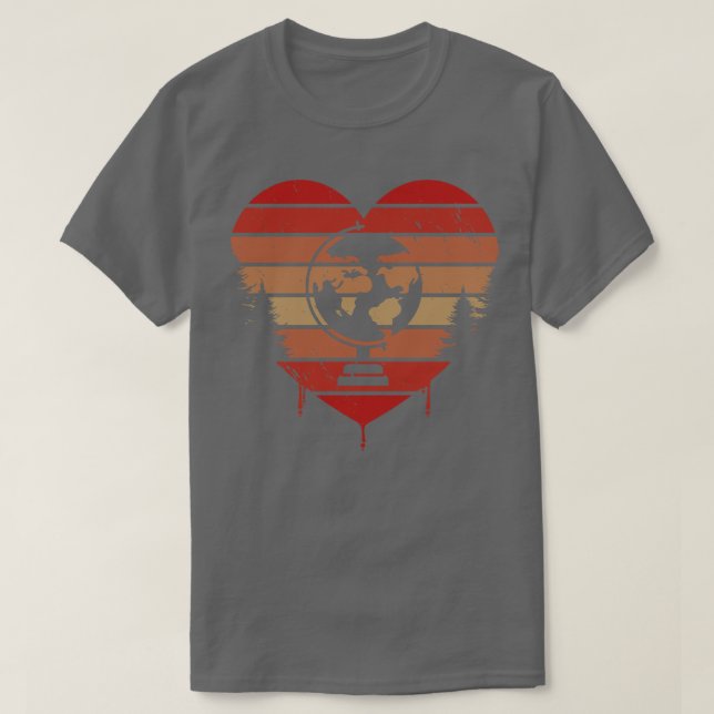 Niedliches Rotes Vintages Herz Geografie Valentine T-Shirt