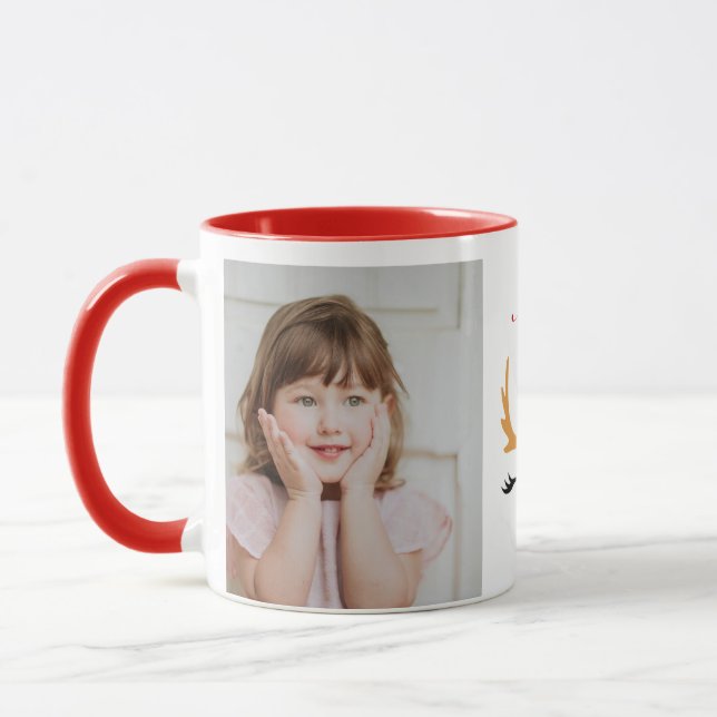 Niedliches Rotes Weihnachtsfest personalisiertes F Tasse (Links)