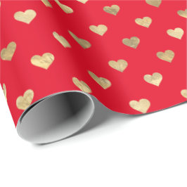 Niedliches Rotgoldherz-Musterpapier Geschenkpapier
