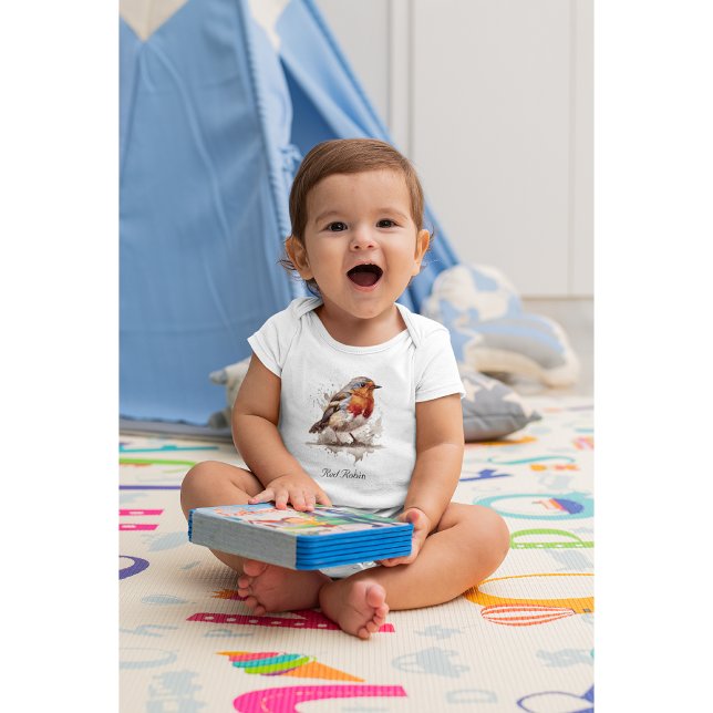 Niedliches Rotkehlchen in Aquarellfarbe, anpassbar Baby Strampler (Von Creator hochgeladen)