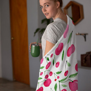 Niedliches Rotkirschmuster Fleecedecke