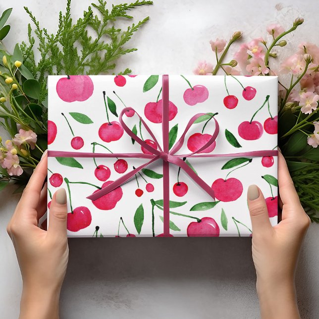 Niedliches Rotkirschmuster Geschenkpapier Set (Von Creator hochgeladen)