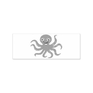 Niedliches Rotlächeln Octopus Thunder_Cove Gummistempel