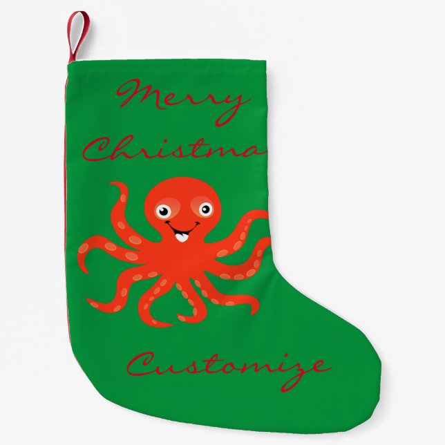 Niedliches Rotlächeln Octopus Thunder_Cove   Kleiner Weihnachtsstrumpf (Vorderseite)