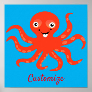 Niedliches Rotlächeln Octopus Thunder_Cove Poster
