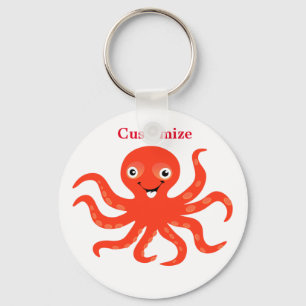 Niedliches Rotlächeln Octopus Thunder_Cove Schlüsselanhänger
