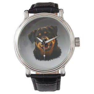Niedliches Rottweiler Dog Water Color Portrait Armbanduhr