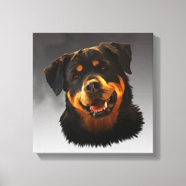 Niedliches Rottweiler Dog Water Color Portrait Leinwanddruck (Vorderseite)