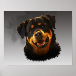 Niedliches Rottweiler Dog Water Color Portrait Poster