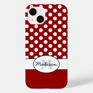 Niedliches Rotweiße Polka-Punkte Retromuster Monog Case-Mate iPhone 14 Hülle