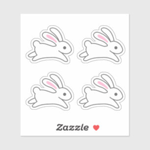 Niedliches Running Bunny Rabbit Set 4 Sticker