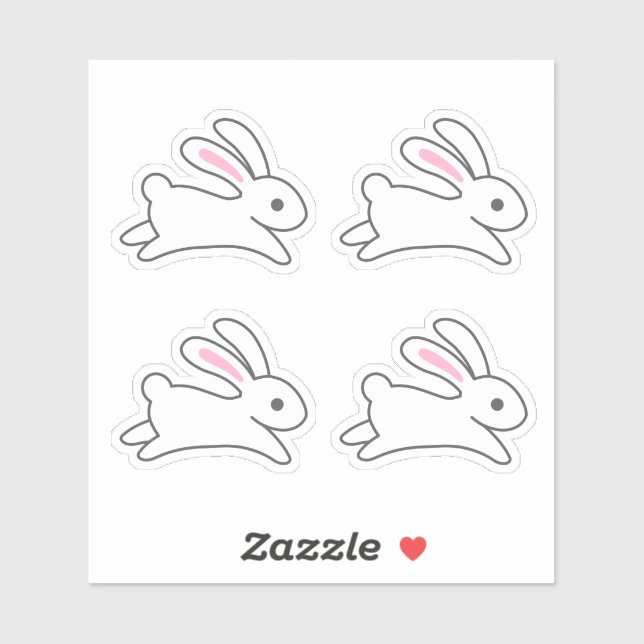 Niedliches Running Bunny Rabbit Set 4 Sticker (Blatt)