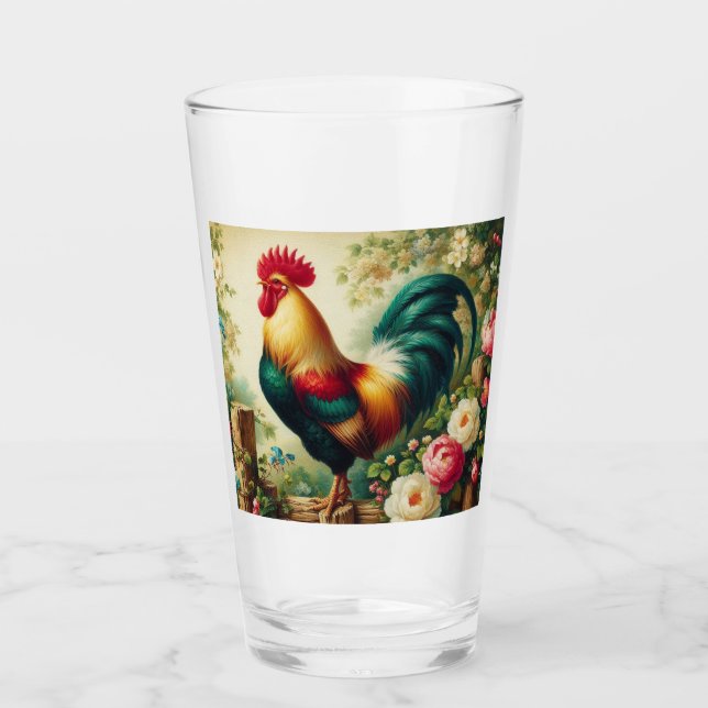 Niedliches rustikales/Vintages Hahn Glas (Vorderseite)