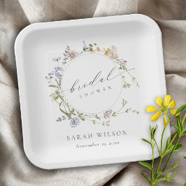 Niedliches Rustikales Wiesen-Blumenkranz-Brautpart Pappteller