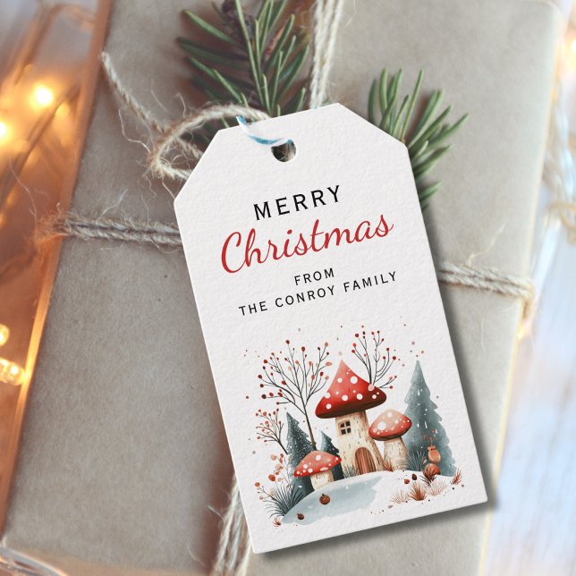 Niedliches rustikales Winterwald Personalisiert Geschenkanhänger (Von Creator hochgeladen)