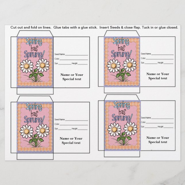 Niedliches Saatgutpackgeschenk oder Gefallen Flyer (Vorne)