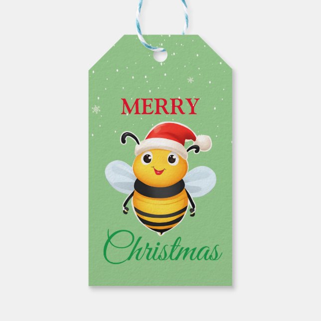Niedliches Safari-Tier BEE Weihnachtskostüm Geschenkanhänger (Rückseite)