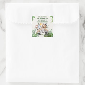 Niedliches Safari Wild Jungle Animal Gastgeschenk Quadratischer Aufkleber