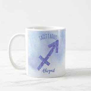 Niedliches Sagittarius Astrologie Zeichen Lila Kaffeetasse