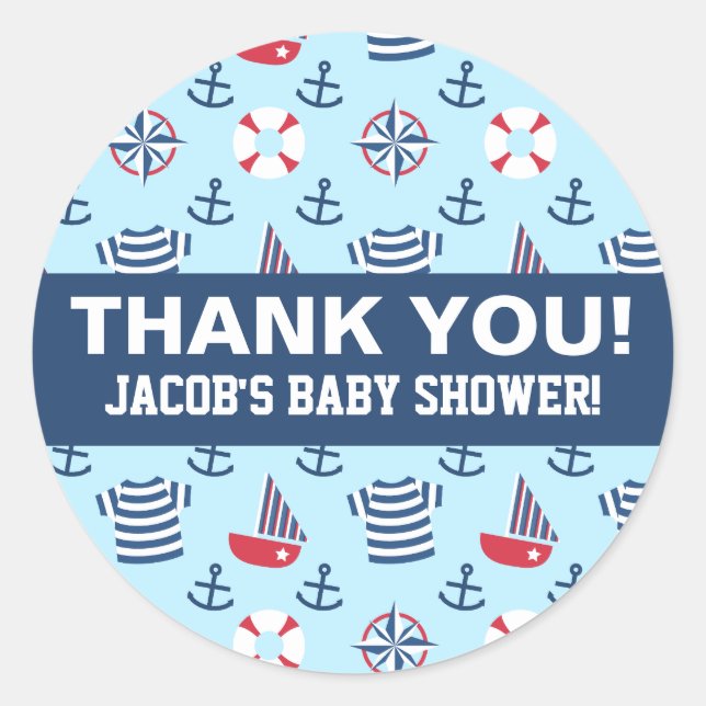 Niedliches Sailboat Anchor Nautical Party Runder Aufkleber (Vorderseite)