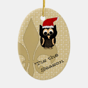Niedliches Sankt-Eulen-Lilien-Weihnachten Keramik Ornament