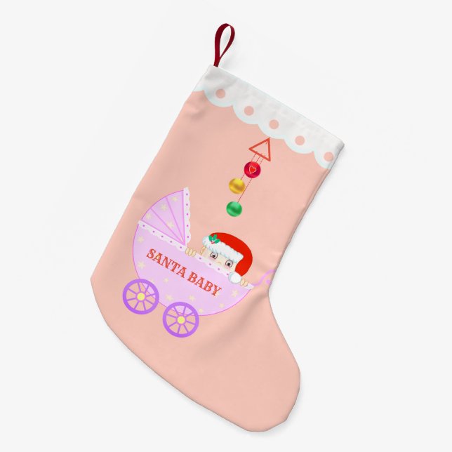 Niedliches Santa Baby in Pink Kleiner Weihnachtsstrumpf (Vorderansicht (hängend))