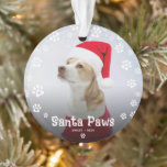 Niedliches Santa Paws Weihnachtsfest Foto Ornament<br><div class="desc">Feiern Sie die festliche Saison mit einem niedlichen Weihnachtsgeschenk für Haustiere und Fotos. Design enthält den lustigen Text 'Santa Paws',  den Namen und das Jahr Ihrer Haustiere. Das Bild wird mit niedlichen weißen Pfoten eingerahmt.</div>