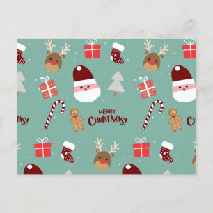 Niedliches Santa Reindeer Candy Cane Gingerbread M Feiertagspostkarte