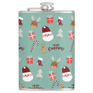 Niedliches Santa Reindeer Candy Cane Gingerbread M Flachmann