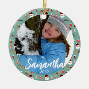 Niedliches Santa Reindeer Candy Cane Gingerbread M Keramik Ornament