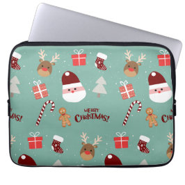Niedliches Santa Reindeer Candy Cane Gingerbread M Laptopschutzhülle