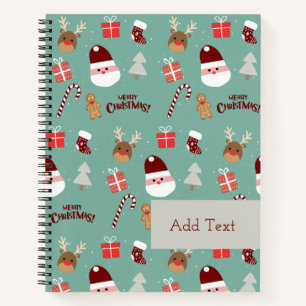 Niedliches Santa Reindeer Candy Cane Gingerbread M Notizbuch