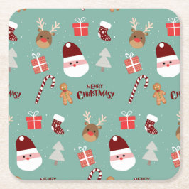 Niedliches Santa Reindeer Candy Cane Gingerbread M Rechteckiger Pappuntersetzer