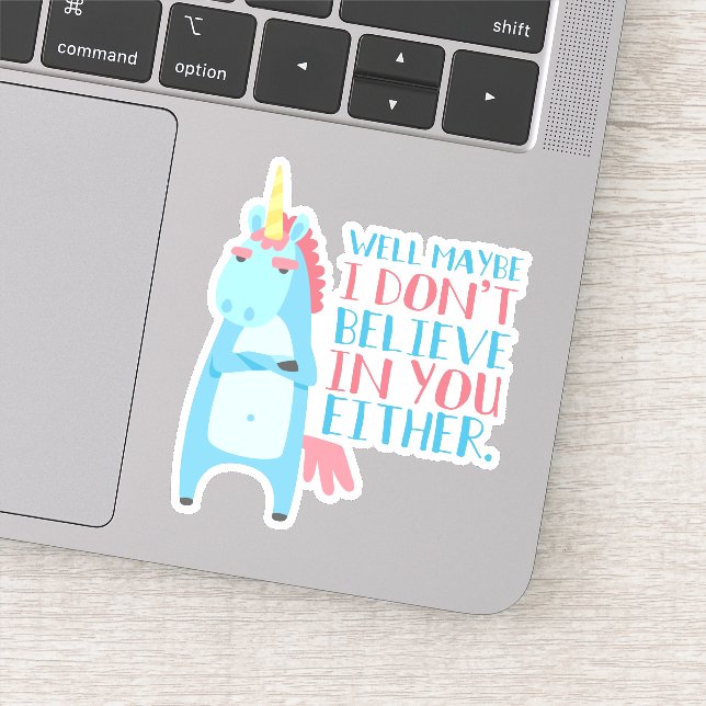 Niedliches Sarcastic Unicorn hat Vertrauensfragen Aufkleber (Detail)