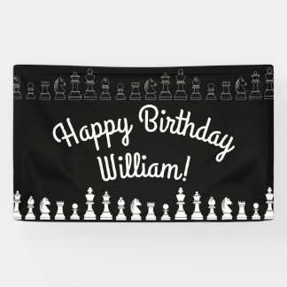 Niedliches Schachbrettspiel Kindergeburtstag Party Banner