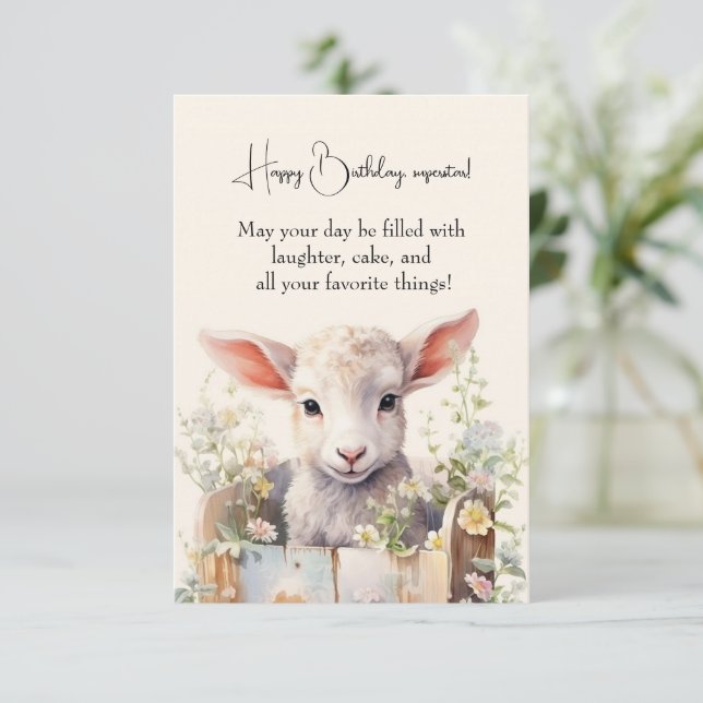 Niedliches Schaf in einer Schachtel (Stehend Vorderseite)