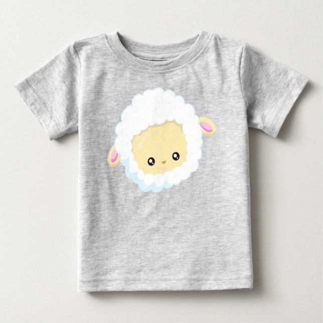 Niedliches Schaf, kleines Schaf, Babyschaf, weißes Baby T-shirt (Vorderseite)