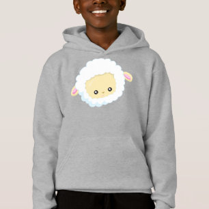 Niedliches Schaf, kleines Schaf, Babyschaf, weißes Hoodie