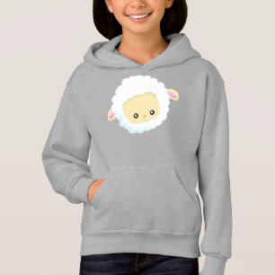 Niedliches Schaf, kleines Schaf, Babyschaf, weißes Hoodie