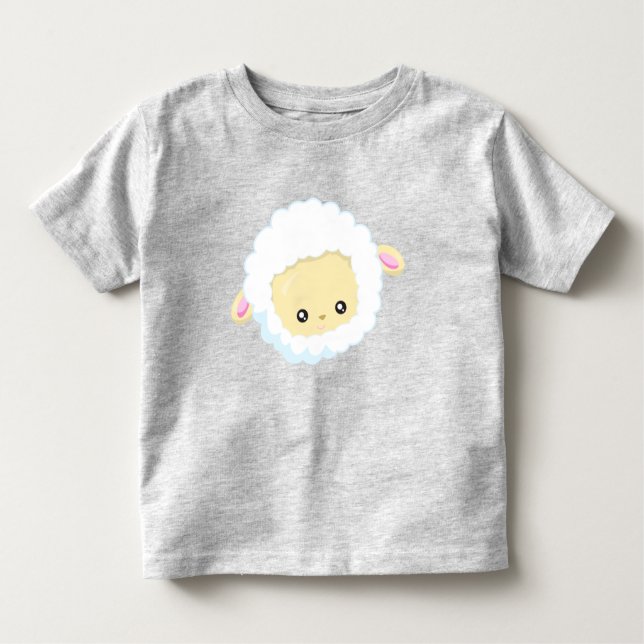 Niedliches Schaf, kleines Schaf, Babyschaf, weißes Kleinkind T-shirt (Vorderseite)