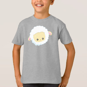 Niedliches Schaf, kleines Schaf, Babyschaf, weißes T-Shirt