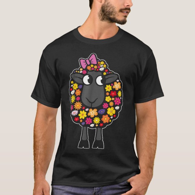 Niedliches Schaf mit Blume Farm Liebhaber Funny Ba T-Shirt (Vorderseite)