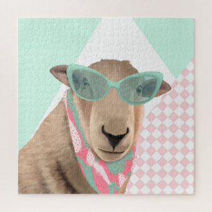 Niedliches Schaf mit Brille Puzzle